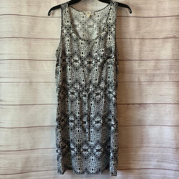 Pink Republic Geometric Pattern Dress Sleeveless Pocket Drawstring Waist Size L - Picture 1 of 12